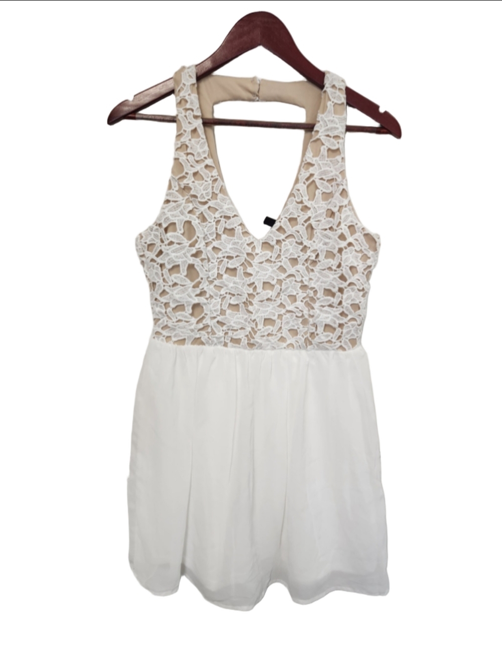 Trixxi Mini Dress White Beige Lace Overlay
